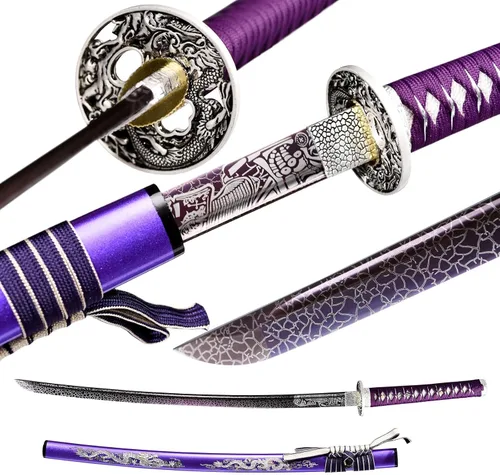 Vista 8 de Japanese Katana Sword Real Authentic,Full Tang,Functional,Practical,1060 high Carbon Steel,Hademade Heat Tempered Full Hand Forged Traditional