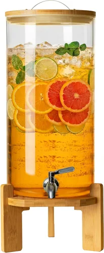 Vista 7 de L'ÉPICÉA Dispensador de bebidas, dispensador de bebidas de vidrio con soporte, dispensador de bebidas para fiestas, dispensador de bebidas