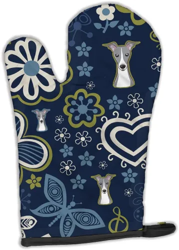 Vista 133 de Caroline's Treasures BB5095OVMT - Manopla de horno con diseño de flores azules afganas, resistente al calor, grueso para sartenes calientes y horno