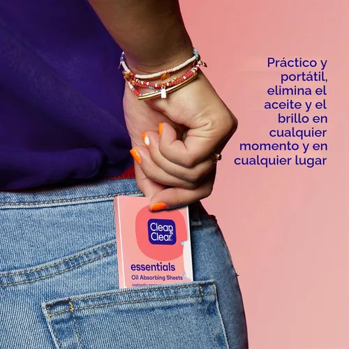 Vista 3 de Clean & Clear Hojas absorbentes de aceite Essentials, 50 unidades, paquete