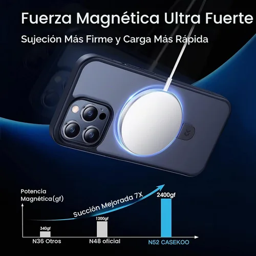 Vista 2 de CASEKOO - Funda diseñada para iPhone 14 Pro con soporte magnético invisible [protección contra caídas de grado militar] [compatible con MagSafe]