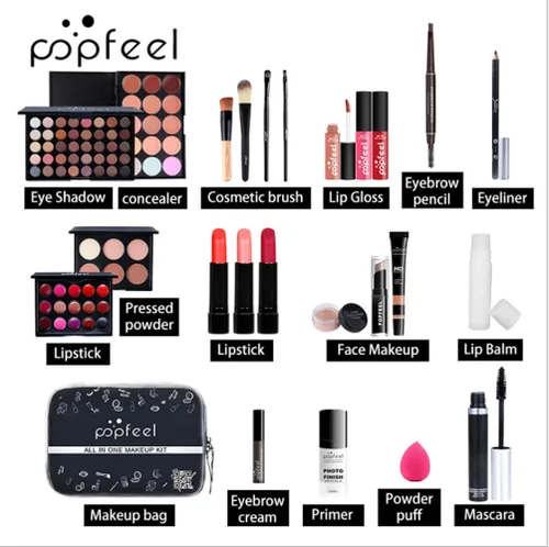 Vista 3 de Juego de regalo de maquillaje todo en uno de 24 unidades Kit para mujer completo esencial cosmético paquete básico incluye paleta de sombra