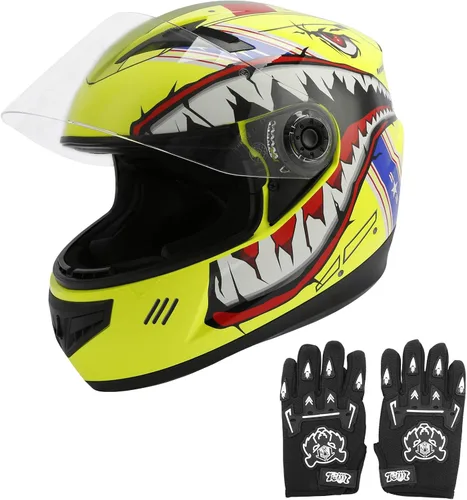 Vista 13 de TCMT Casco de motocross para niños y jóvenes, color negro, casco de motocross, motocross, moto de calle, karting, BMX, MX, ATV, casco de cara