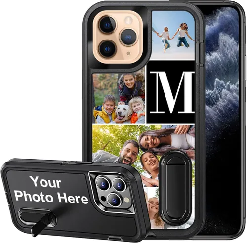 Vista 25 de Funda personalizada para iPhone 11, funda con soporte integrado y soporte, protección resistente a los arañazos, funda de fotos personalizada, haz