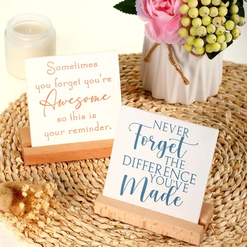 Vista 4 de Sieral 6 paquetes de regalos de agradecimiento para empleados para mujeres, decoración de escritorio con letrero inspirador de agradecimiento
