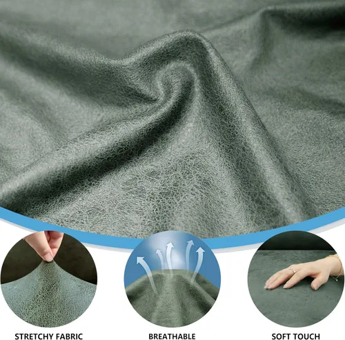 Vista 3 de Fundas para Sillón de 2 Piezas con Cojín en T, Fundas de Aspecto de Cuero para Sofá, Fundas para Sillas, Protector de Muebles Elástico, Funda