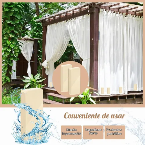 Vista 3 de Copkim 16 piezas de pesos para cortinas de exterior, pesos magnéticos para cortinas resistentes e impermeables para decoración del hogar, cortinas