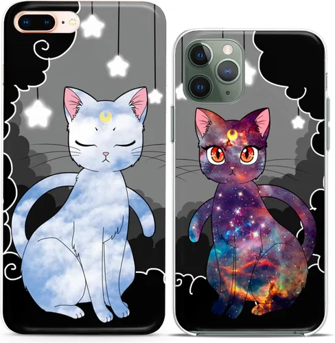 Vista 13 de Fundas a juego para parejas compatibles con iPhone 16 15 14 13 12 11 Pro Max Mini Xs X 6s 8 Plus 7+ Xr 10 SE 5 Astronaut Space Constellation Funda