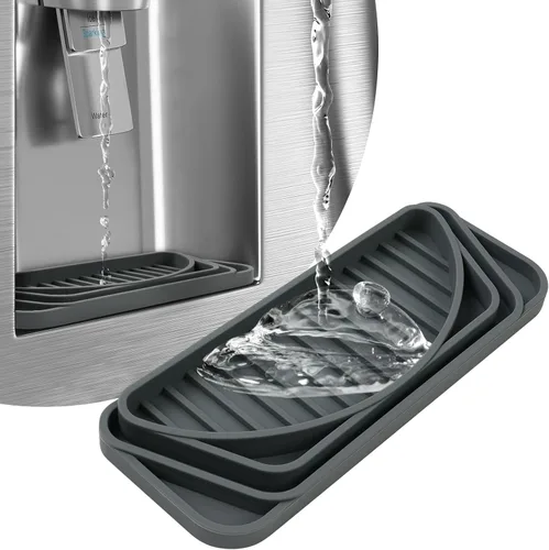 Vista 8 de Aolso Bandeja de goteo para refrigerador, bandeja de goteo de agua Frige para cortar, bandeja de goteo de agua de silicona para dispensador de agua