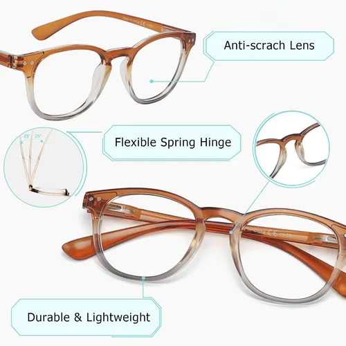 Vista 5 de LUR Gafas de lectura paquete de 5 lectores de moda para mujer (uno para cada color)