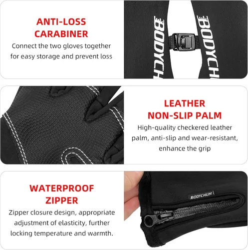 Vista 6 de Bodychum Winter Gloves for Men Women, Waterproof Ski Gloves with Fingertip Touch Screen for Sking Snowing Cycling Outdoor Activities