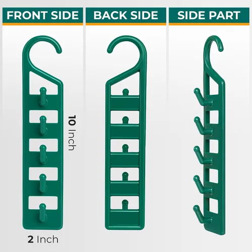 Vista 4 de CraftyCrocodile Perchas que ahorran espacio para ropa, paquete de 2, plástico resistente, ahorro de espacio para camisas, pantalones, jeans