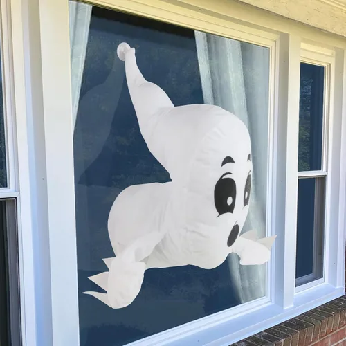 Vista 8 de Fantasmas de ventana – Decoración de ventana de fantasma de peluche de Halloween – Decoración de pared silenciosa para colgar fantasmas al aire