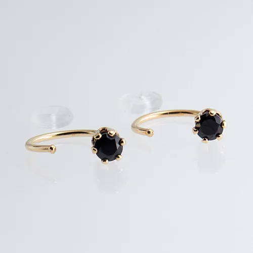 Vista 44 de Half Huggie Birthstone Gold Hoop Earrings for Women Tiny Cartilage Stud Piercing Earring Hypoallergenic Earring Screw Back Dainty Hug