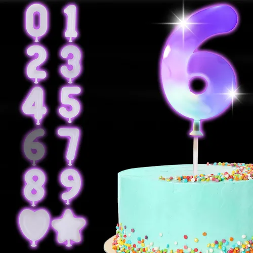 Vista 8 de ArtCreativity - Decoración LED para pastel de cumpleaños número 3, 3 modos de brillo de luz, 3 pulgadas Decoración iluminada de plástico apto