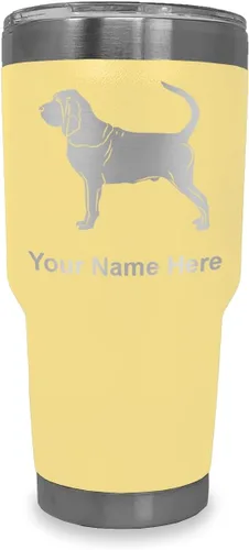 Vista 8 de LaserGram Vaso aislado al vacío de 20 onzas, perro sabueso, grabado personalizado incluido (negro)