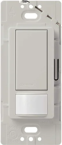 Vista 33 de Lutron Maestro Interruptor de luz con sensor de movimiento y placa de pared para baño, garaje, lavandería, cualquier bombilla, sensor de ocupación