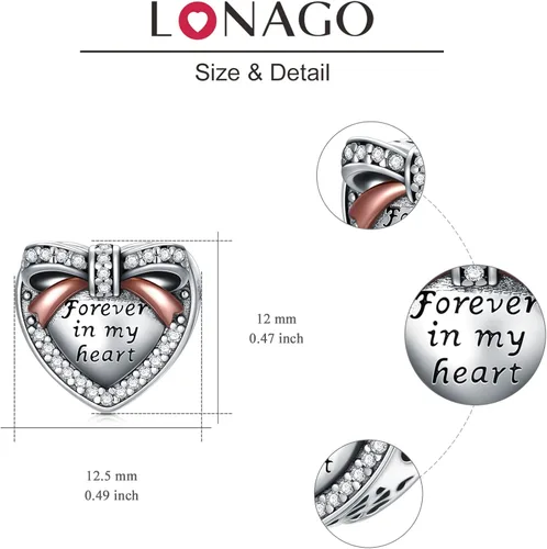 Vista 4 de LONAGO Abalorio de plata de ley 925 con diseño de mariposa y pavo real para mujer