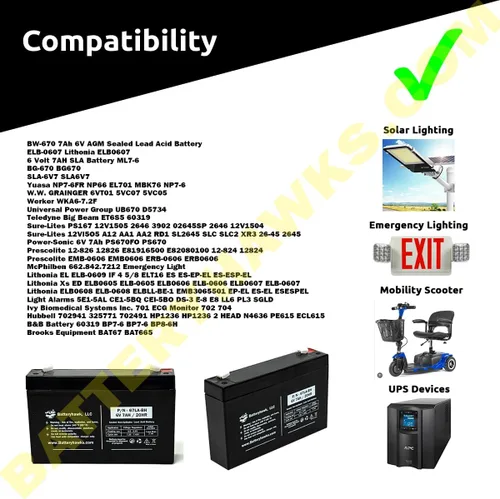 Vista 3 de Battery Hawk UB670 ELB-0607 plomo ácido 6V 7AH SLA WP7-6 EMB-0606 sellado para señal de salida luz de emergencia BAT67 7000mah