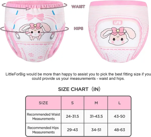 Vista 5 de Littleforbig Ropa interior de algodón suave cómodo lavable reutilizable adulto entrenamiento pantalones - Baby Usagi
