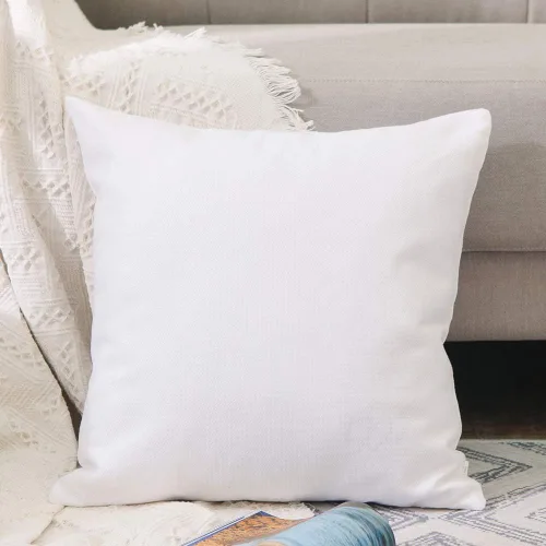 Vista 17 de Funda de almohada a rayas de lino sintético suave cuadrada decorativa con cremallera oculta para sofá, auto o dormitorio 12" x 12" Negro y blanco