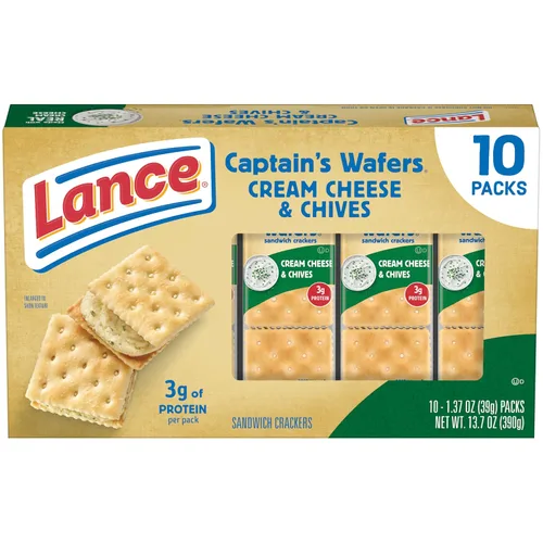 Vista 17 de Lance - Galletas saladas tipo sándwich, Captain's Wafers, paquete variado, 10 paquetes individuales, 6 sándwiches en cada uno