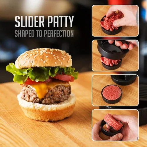 Vista 3 de Máquina para hacer hamburguesas para hacer hamburguesas de hamburguesas, kit de molde antiadherente para hacer deliciosas hamburguesas rellenas