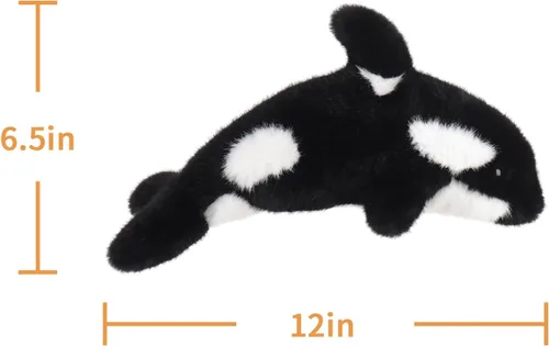 Vista 6 de Apricot Lamb Animales de peluche de orca asesina para niños, suaves y lindos juguetes de peluche para bebés niñas y niños, ballena asesina esponjosa