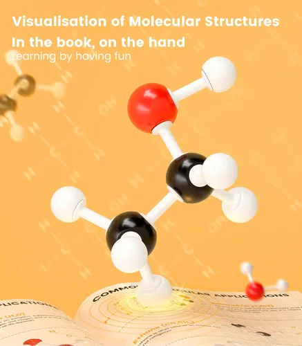 Vista 2 de Kit de modelo de química orgánica de 404 piezas, kit de modelo molecular portátil para clases de química, set de modelo de elementos atómicos
