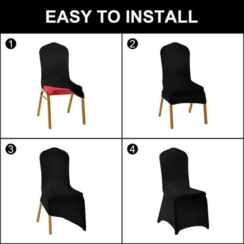 Vista 7 de MDS - Juego de 10 fundas elásticas de elastano blanco para sillas de comedor, bodas, fiestas, comedor, banquetes, sala de estar, universales