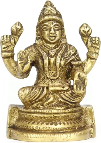 Vista 13 de ASHIRWAD Escultura de estatua de ídolo de latón para Diwali Pooja, templo, decoración del hogar, Vastu Laxmi Devi Maa AE000006-18 (Laxmi-18)
