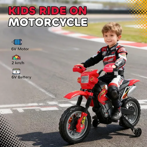 Vista 3 de Motocross eléctrica para niños 6 V, color rojo, de Aosom
