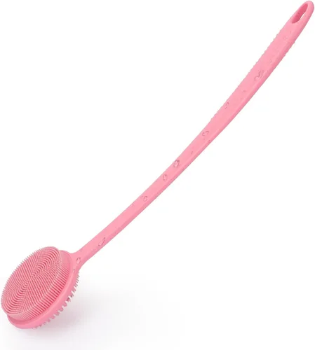 Vista 9 de Paquete de 2 cepillos de espalda para ducha, cepillo corporal de mango largo de 17 pulgadas, cepillo de ducha de doble cara para exfoliación