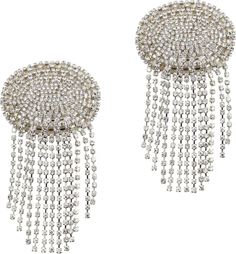 Vista 4 de MINGSEECESS Sujetador reutilizable de silicona de metal dorado para mujer, diseño de pétalos de pecho, autoadhesivos con borla
