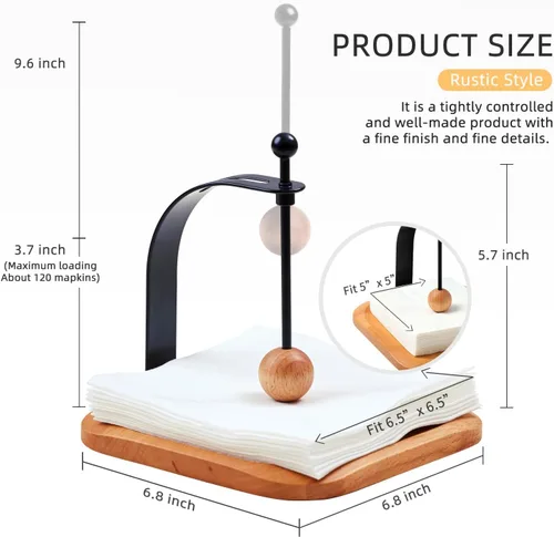 Vista 3 de Portaservilletas de Haya Norteamericana para Mesa - Portaservilletas de Cóctel de Madera Estilo Nórdico que se Ajusta a Servilletas de 5-7