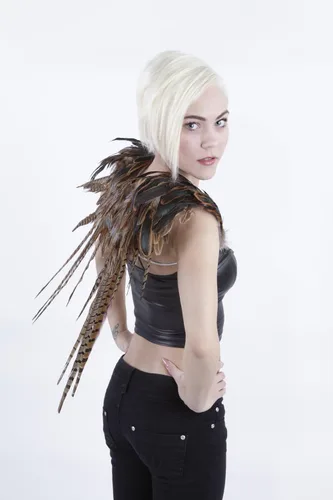 Vista 5 de ZUCKER - Alas de disfraz de ángel para adultos con alas de faisán para cosplay o Halloween