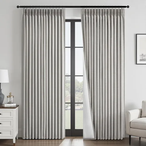 Vista 36 de Topfinel - Cortinas opacas plisadas de 96 pulgadas para dormitorio, 2 paneles Natural