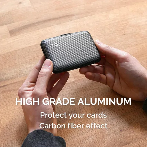 Vista 28 de ÖGON -DESIGNS- Portatarjetas de aluminio, protección RFID contra fraude y desmagnetización, billetera compacta, funda inteligente modelo STOCKHOLM V1