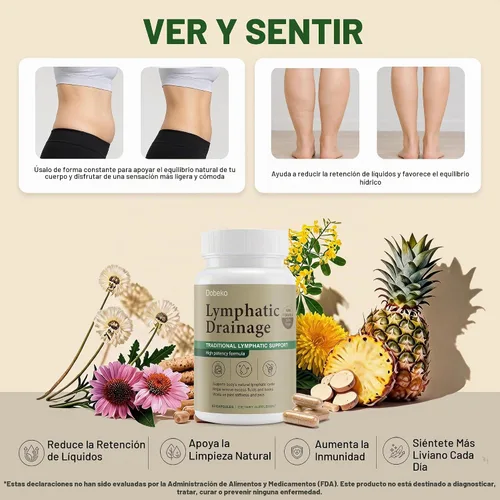 Vista 2 de Lymphatic Drainage Supplements Capsules Support Fluid Balance