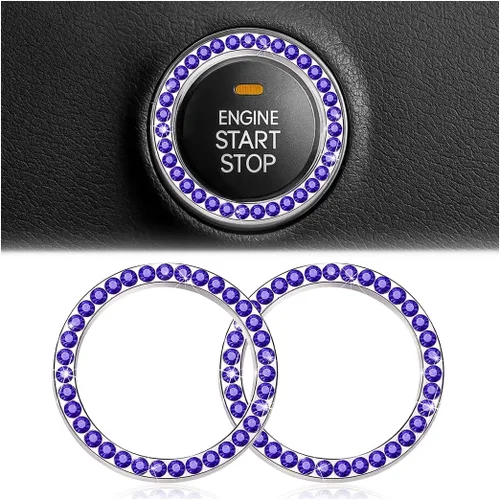Vista 29 de Calcomanías de anillo de arranque de motor con diamantes de imitación de cristal, paquete de 2 unidades, cubierta / calcomanías para botón de Doble