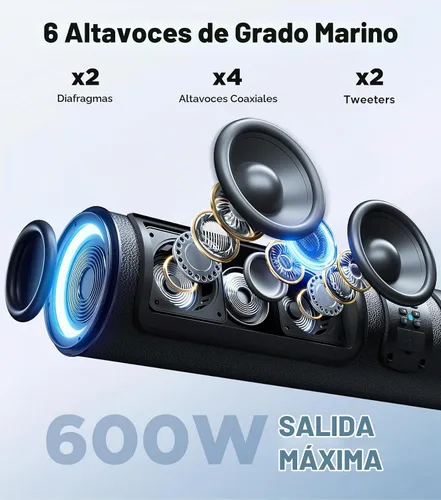 Vista 3 de Ehaho Barra de sonido para carrito de golf Bluetooth con altavoces retroiluminados multicolor, barra de sonido estéreo UTV impermeable de 27