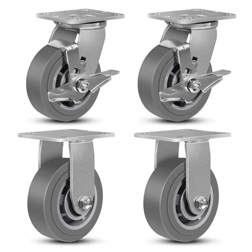Vista 42 de Ruedas giratorias resistentes de 4 pulgadas, rueda de goma industrial, ruedas giratorias con freno, paquete de 1 con capacidad de hasta 600 libras