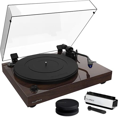 Vista 10 de Fluance RT84 - Tocadiscos de vinilo de alta fidelidad de referencia con cartucho azul Ortofon 2M, motor de control de velocidad, peso de récord