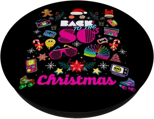 Vista 2 de Funny Back to 80's Christmas Nostalgia Quotes Graphic Design PopSockets Adhesive PopGrip