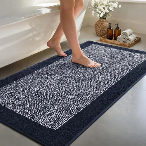 Vista 20 de Alfombras de baño de 17 x 24 pulgadas, antideslizantes, lavables, color gris, para bañera, tapete de baño para baño, tapete suave y absorbente