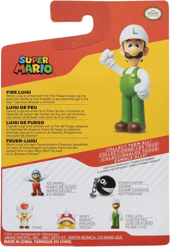 Vista 7 de Super Mario Figura de acción de 2.5 pulgadas, juguete coleccionable Luigi de pie de fuego