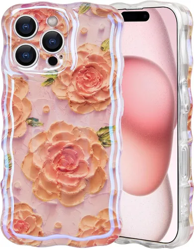 Vista 39 de IDweel Funda para iPhone 11, Lujosa Pintura al Óleo Retro Colorida con Patrón de Flores Brillantes Impresas, Lindo Borde Ondulado Rizado, Exquisita