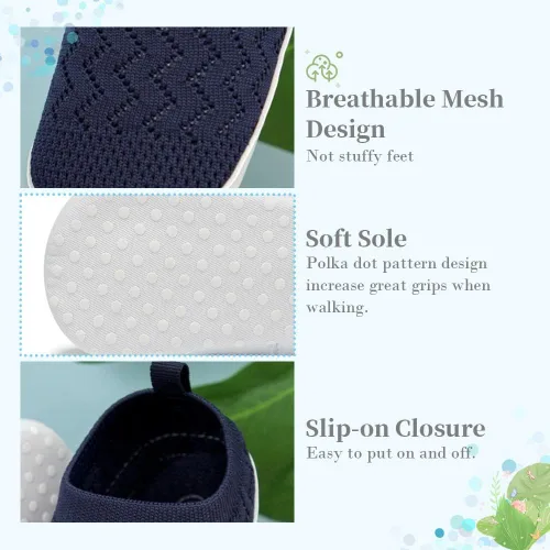 Vista 6 de Meckior - Zapatos para recién nacidos, tipo mocasines de lona con suela suave para recién nacidos, bebés, niños y niñas que estén dando sus primeros