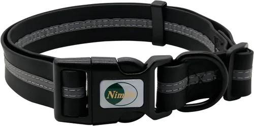 Vista 19 de NIMBLE Collar de perro impermeable para mascotas, ajustable, reflectante, duradero, flexible, de nailon con revestimiento de polímero, collares