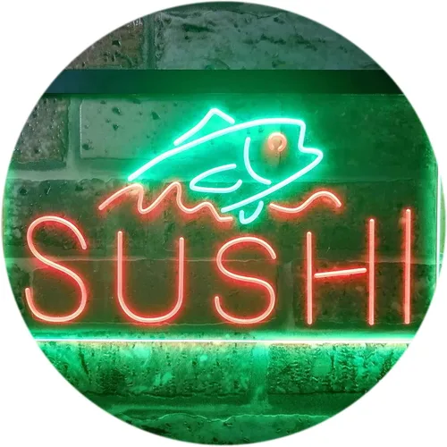 Vista 13 de ADVPRO Sushi Fish Sashimi Restaurant - Letrero de neón LED de doble color, azul y rojo, 12 x 8.5 pulgadas, st6s32-i3334-br